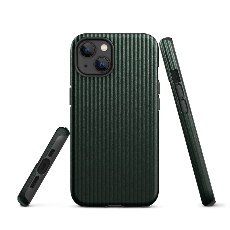 Load image into Gallery viewer, Dark Green Carbon Fiber Striped iPhone Case Hardshell 3D Wrap Thermal Plain Color CREATIVETECH