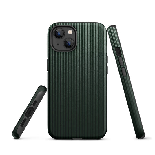 Dark Green Carbon Fiber Striped iPhone Case Hardshell 3D Wrap Thermal Plain Color CREATIVETECH