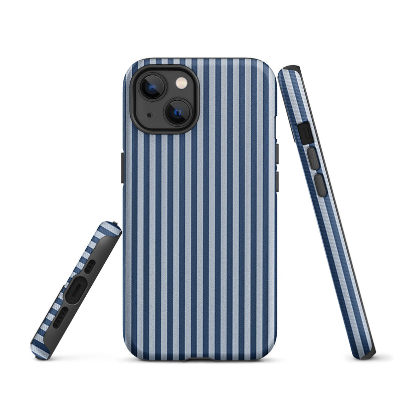 Load image into Gallery viewer, Blue White Textile Striped iPhone Case Hardshell 3D Wrap Thermal Plain Color CREATIVETECH