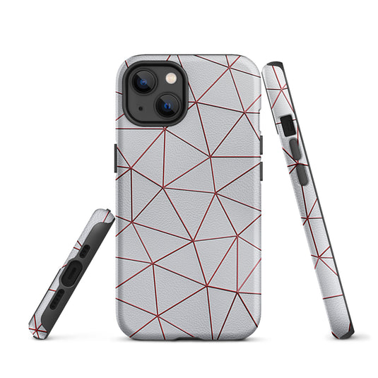 Polygon White Red Leather iPhone Case Hardshell 3D Wrap Thermal CREATIVETECH