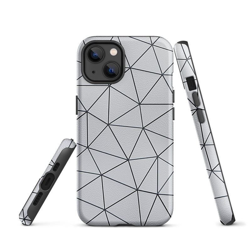 Load image into Gallery viewer, Polygon Black White Leather iPhone Case Hardshell 3D Wrap Thermal CREATIVETECH