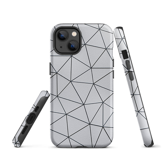 Polygon Black White Leather iPhone Case Hardshell 3D Wrap Thermal CREATIVETECH
