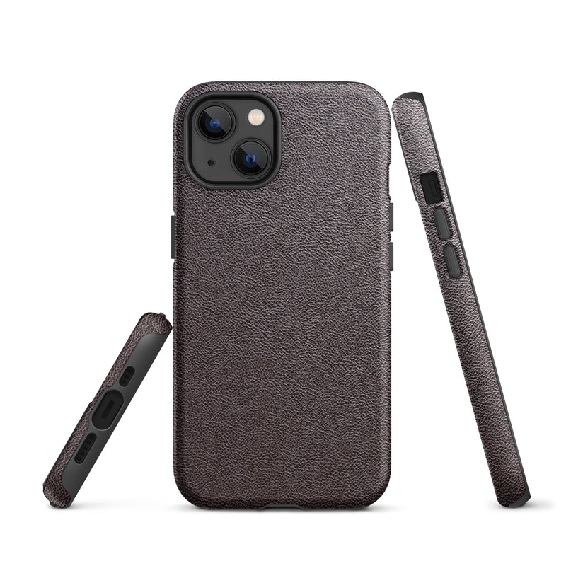 Load image into Gallery viewer, Dark Brown Leather iPhone Case Hardshell 3D Wrap Thermal CREATIVETECH