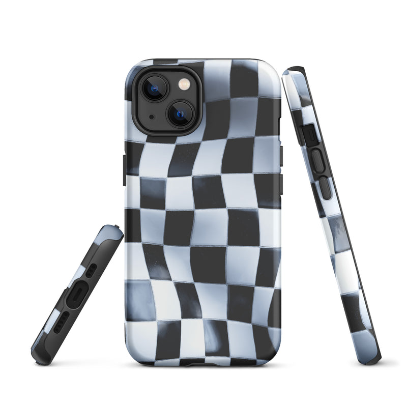 Load image into Gallery viewer, Wavy Chess Wall iPhone Case Hardshell 3D Wrap Thermal CREATIVETECH
