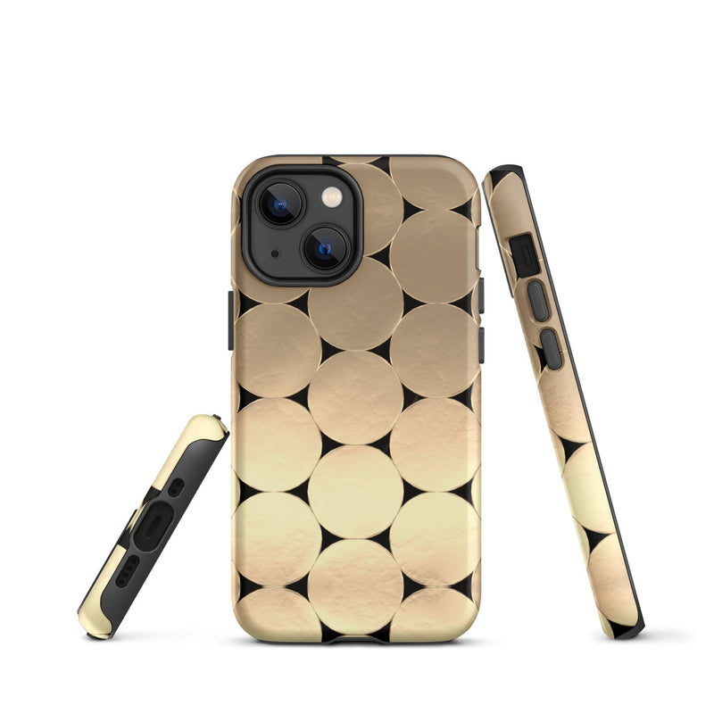 Load image into Gallery viewer, Golden Metal Oval iPhone Case Double Layer Impact Resistant Tough 3D Wrap Matte or Glossy Finish CREATIVETECH