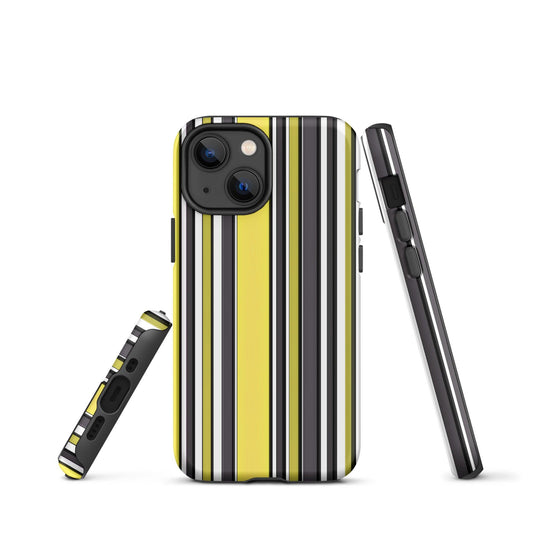 Yellow Black White Ribbed Colorful iPhone Case Double Layer Impact Resistant Tough 3D Wrap Matte or Glossy Finish CREATIVETECH