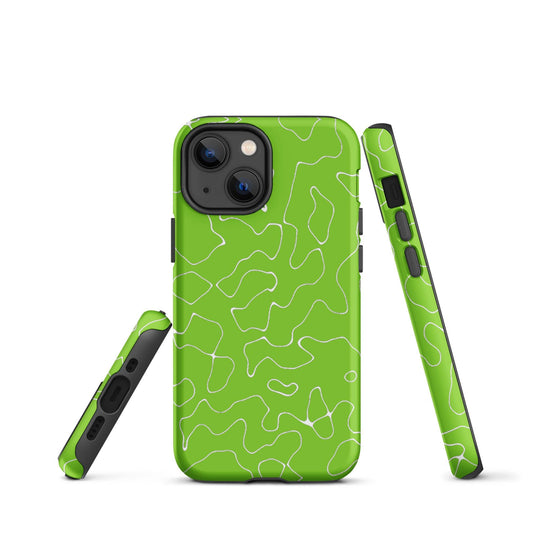 Organic Neon Green Colorful Hardshell iPhone Case Double Layer Impact Resistant Tough 3D Wrap Matte or Glossy Finish CREATIVETECH