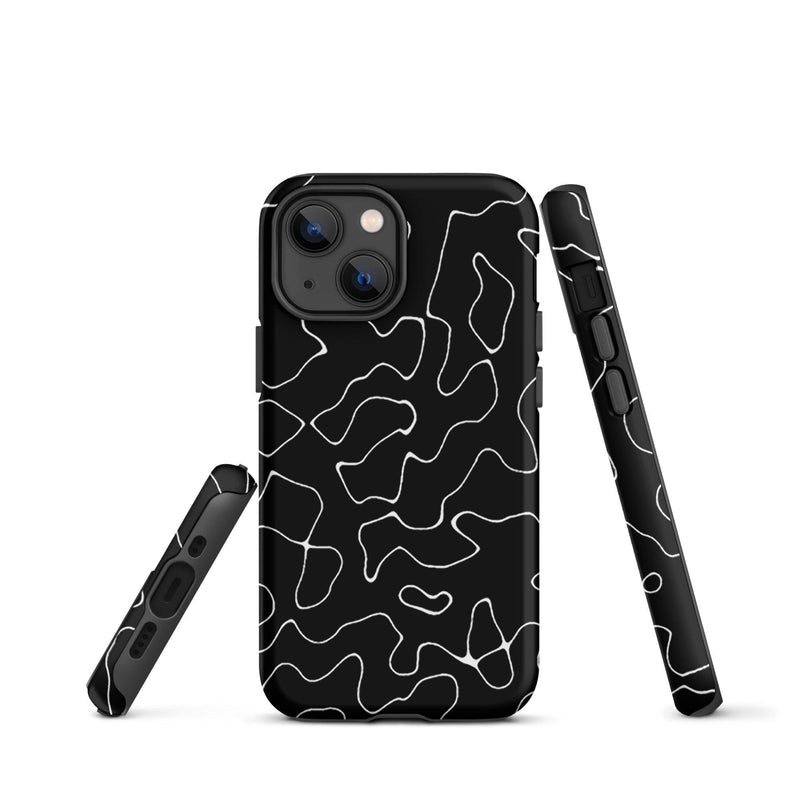 Load image into Gallery viewer, Organic Black White Colorful Hardshell iPhone Case Double Layer Impact Resistant Tough 3D Wrap Matte or Glossy Finish CREATIVETECH