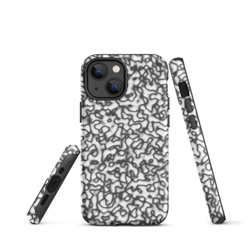 Load image into Gallery viewer, Black White Organic Pattern Colorful Hardshell iPhone Case Double Layer Impact Resistant Tough 3D Wrap Matte or Glossy Finish CREATIVETECH