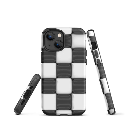 Classic Black White Chess Board Colorful Hardshell iPhone Case Double Layer Impact Resistant Tough 3D Wrap CREATIVETECH