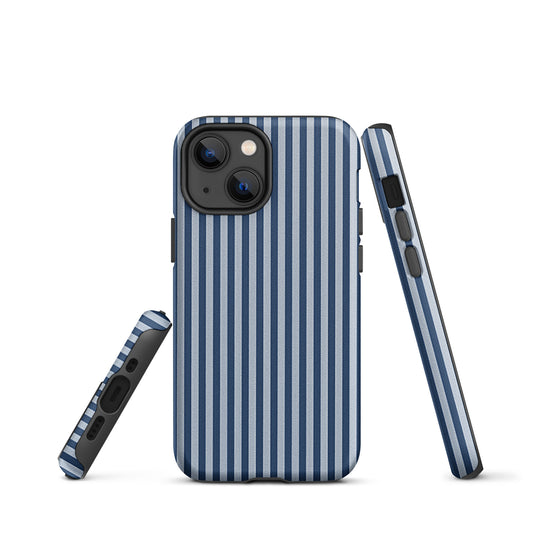 Blue White Textile Striped iPhone Case Hardshell 3D Wrap Thermal Plain Color CREATIVETECH