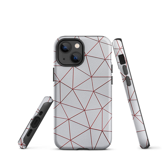 Polygon White Red Leather iPhone Case Hardshell 3D Wrap Thermal CREATIVETECH