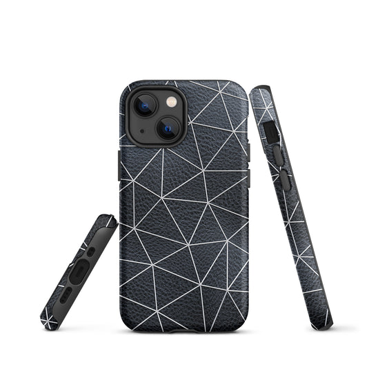 Polygon White Black Leather iPhone Case Hardshell 3D Wrap Thermal CREATIVETECH