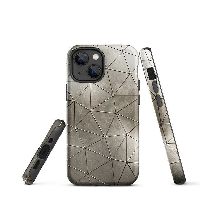 Load image into Gallery viewer, Polygon Aged Gold iPhone Case Hardshell 3D Wrap Thermal CREATIVETECH