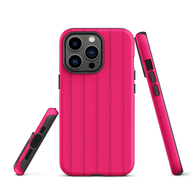 Load image into Gallery viewer, Berry Red Pink Ribbed Colorful iPhone Case Double Layer Impact Resistant Tough 3D Wrap Matte or Glossy Finish CREATIVETECH