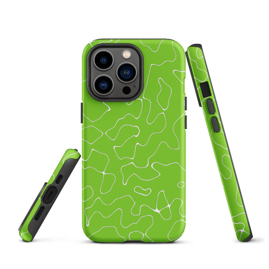 Organic Neon Green Colorful Hardshell iPhone Case Double Layer Impact Resistant Tough 3D Wrap Matte or Glossy Finish CREATIVETECH