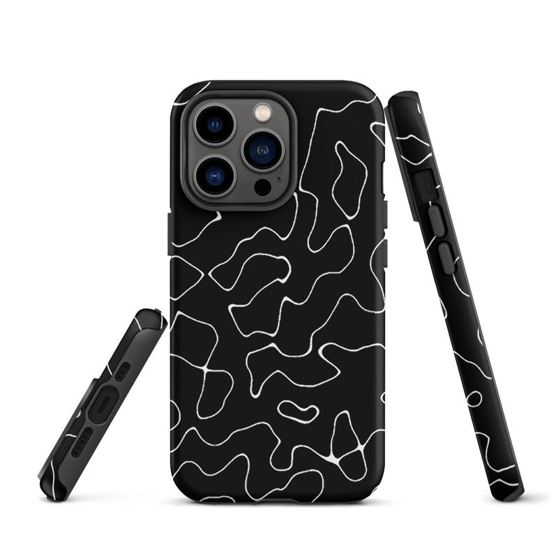 Load image into Gallery viewer, Organic Black White Colorful Hardshell iPhone Case Double Layer Impact Resistant Tough 3D Wrap Matte or Glossy Finish CREATIVETECH