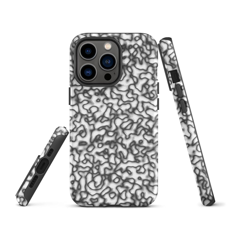 Load image into Gallery viewer, Black White Organic Pattern Colorful Hardshell iPhone Case Double Layer Impact Resistant Tough 3D Wrap Matte or Glossy Finish CREATIVETECH