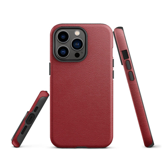 Red Leather iPhone Case Double Layer Impact Resistant Tough 3D Wrap Matte or Glossy Finish CREATIVETECH