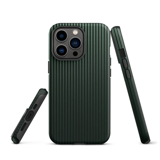 Dark Green Carbon Fiber Striped iPhone Case Hardshell 3D Wrap Thermal Plain Color CREATIVETECH