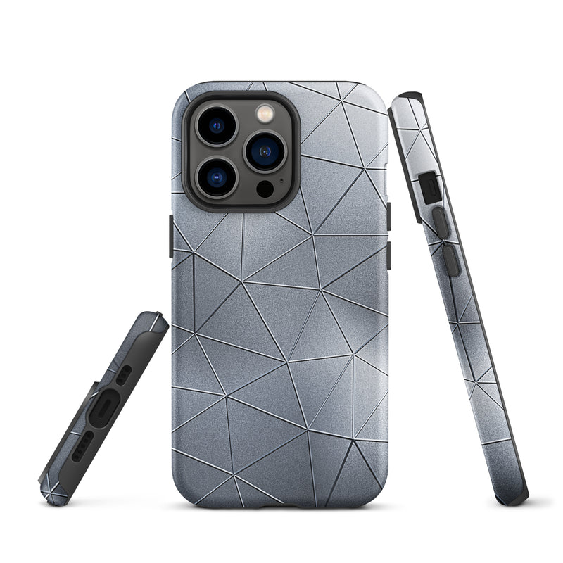 Load image into Gallery viewer, Silver  Polygon Metal iPhone Case Hardshell 3D Wrap Thermal CREATIVETECH