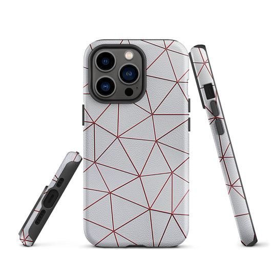 Polygon White Red Leather iPhone Case Hardshell 3D Wrap Thermal CREATIVETECH