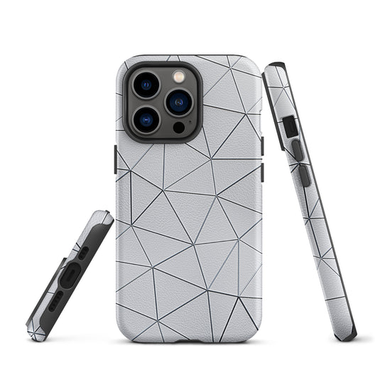 Silver Polygon White Leather iPhone Case Hardshell 3D Wrap Thermal CREATIVETECH
