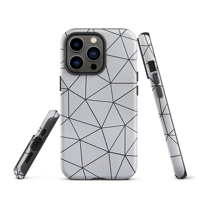 Load image into Gallery viewer, Polygon Black White Leather iPhone Case Hardshell 3D Wrap Thermal CREATIVETECH