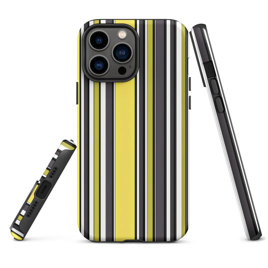 Yellow Black White Ribbed Colorful iPhone Case Double Layer Impact Resistant Tough 3D Wrap Matte or Glossy Finish CREATIVETECH