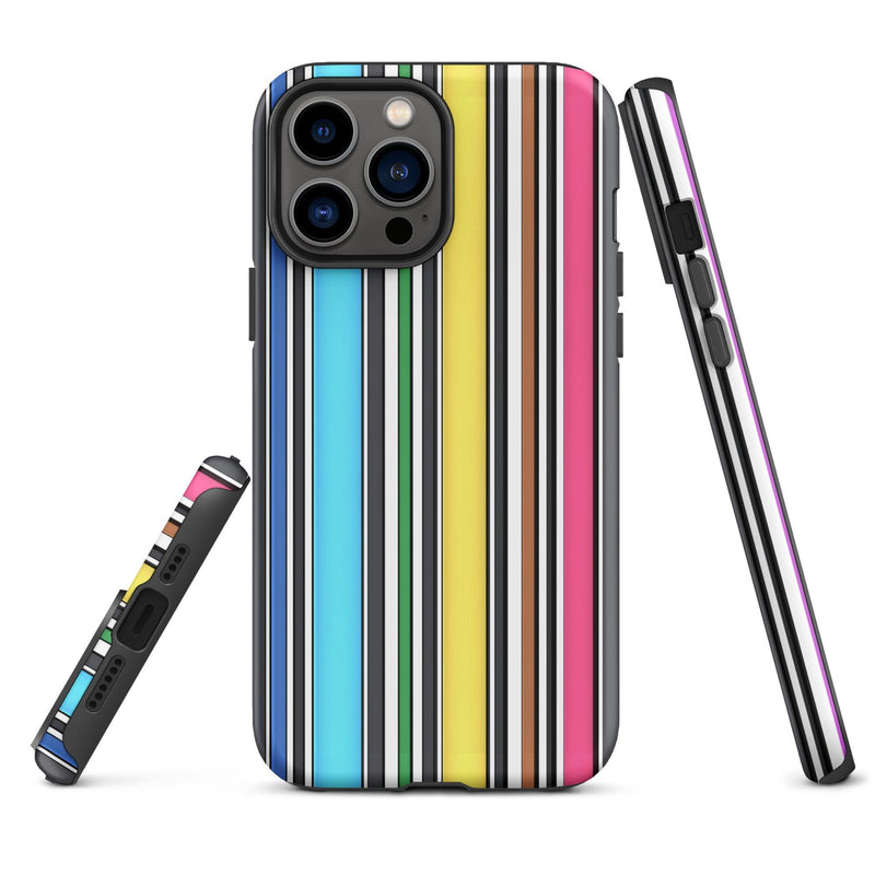 Load image into Gallery viewer, Rainbow Striped Colorful Hardshell iPhone Case Double Layer Impact Resistant Tough 3D Wrap Matte or Glossy Finish CREATIVETECH