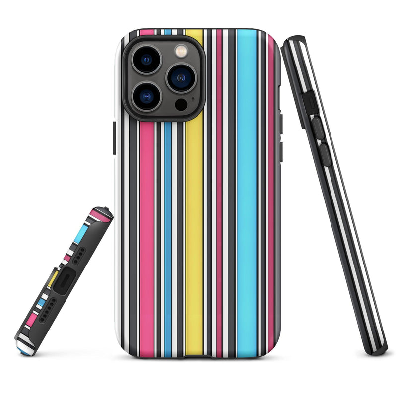Load image into Gallery viewer, CMYK Ribbed Colorful Hardshell iPhone Case Double Layer Impact Resistant Tough 3D Wrap Matte or Glossy Finish CREATIVETECH