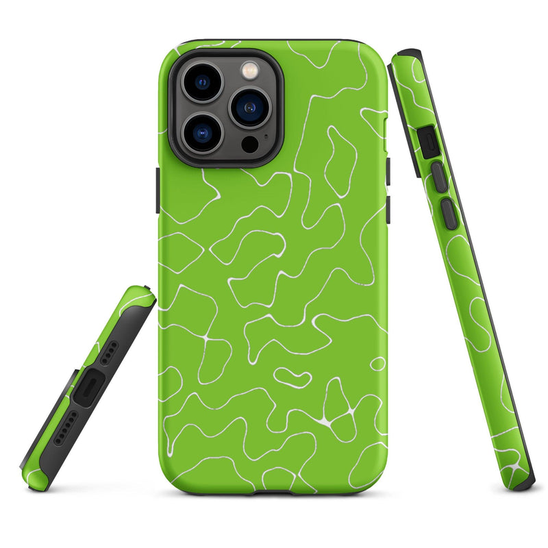Load image into Gallery viewer, Organic Neon Green Colorful Hardshell iPhone Case Double Layer Impact Resistant Tough 3D Wrap Matte or Glossy Finish CREATIVETECH