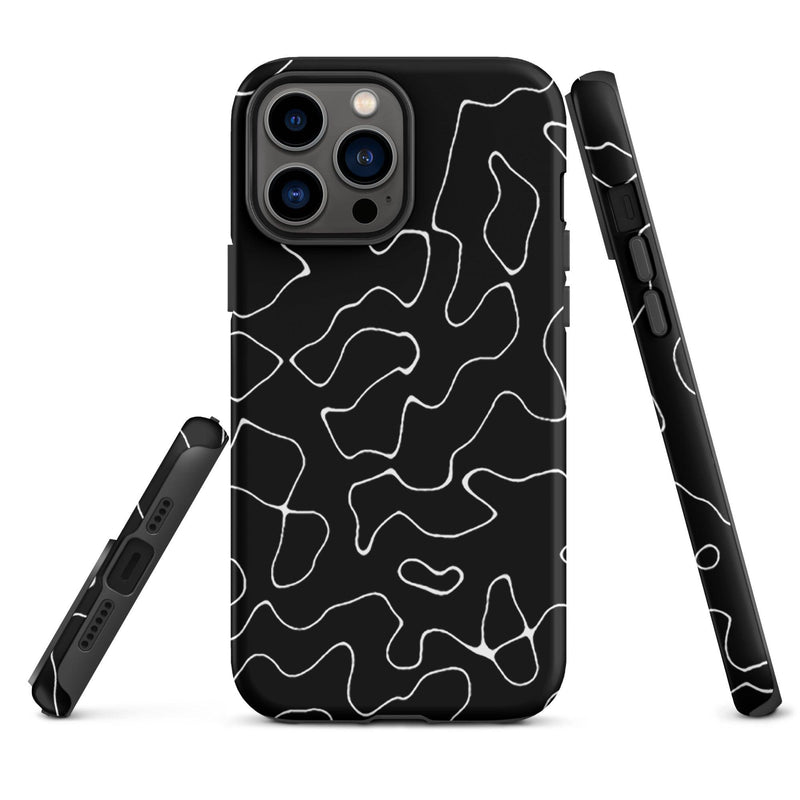 Load image into Gallery viewer, Organic Black White Colorful Hardshell iPhone Case Double Layer Impact Resistant Tough 3D Wrap Matte or Glossy Finish CREATIVETECH