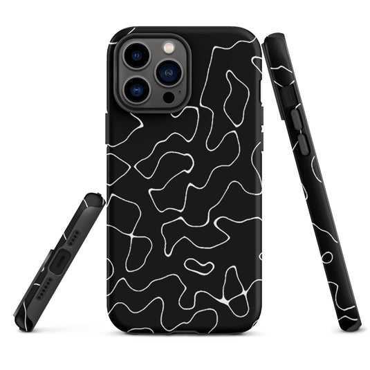 Organic Black White Colorful Hardshell iPhone Case Double Layer Impact Resistant Tough 3D Wrap Matte or Glossy Finish CREATIVETECH