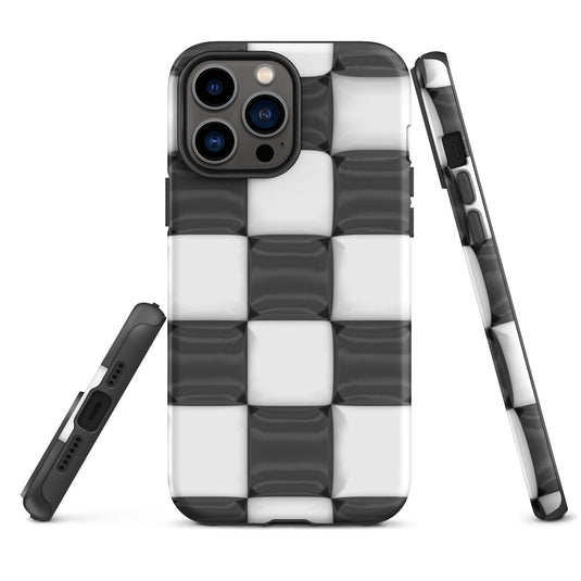 Classic Black White Chess Board Colorful Hardshell iPhone Case Double Layer Impact Resistant Tough 3D Wrap CREATIVETECH