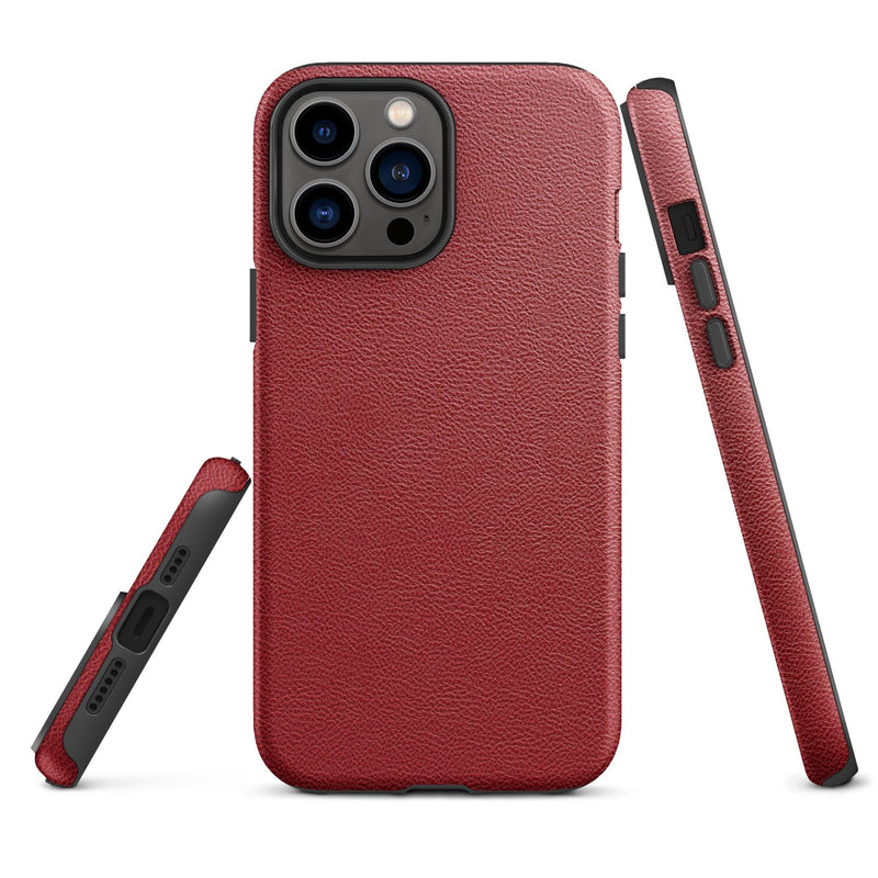 Load image into Gallery viewer, Red Leather iPhone Case Double Layer Impact Resistant Tough 3D Wrap Matte or Glossy Finish CREATIVETECH
