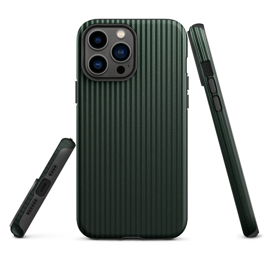 Dark Green Carbon Fiber Striped iPhone Case Hardshell 3D Wrap Thermal Plain Color CREATIVETECH