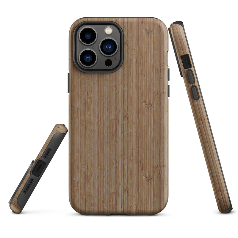 Load image into Gallery viewer, Brown Bamboo Wood iPhone Case Hardshell 3D Wrap Thermal CREATIVETECH