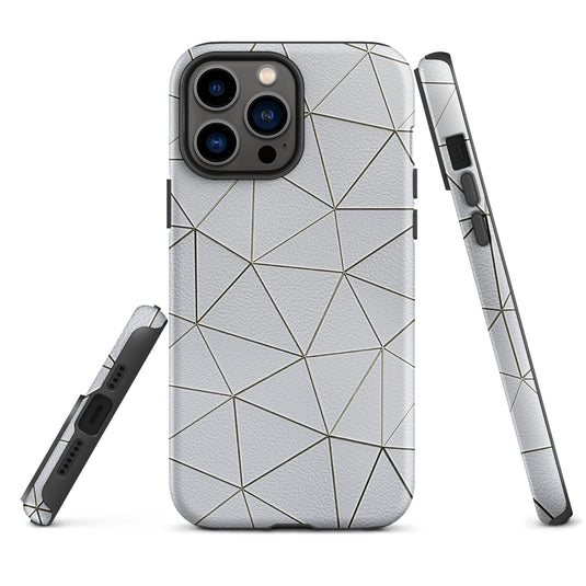 Golden Polygon White Leather iPhone Case Hardshell 3D Wrap Thermal CREATIVETECH