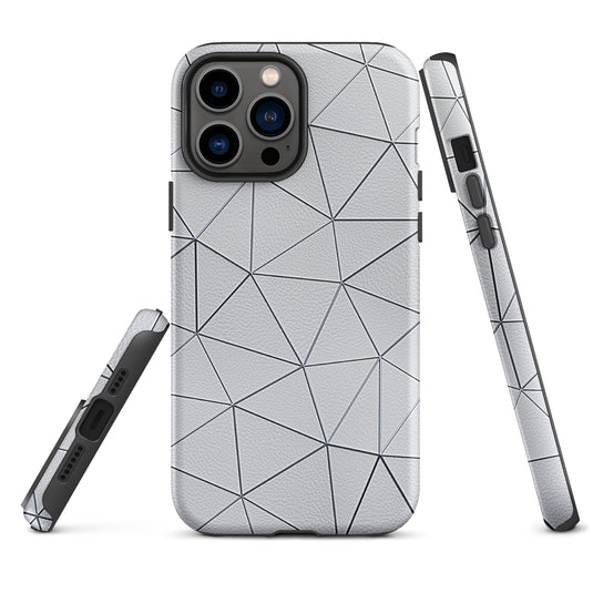 Silver Polygon White Leather iPhone Case Hardshell 3D Wrap Thermal CREATIVETECH