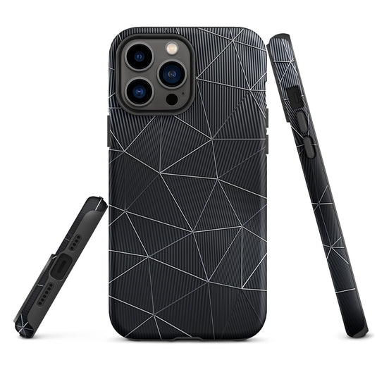 Silver Polygon Black Fiber Striped iPhone Case Hardshell 3D Wrap Thermal CREATIVETECH