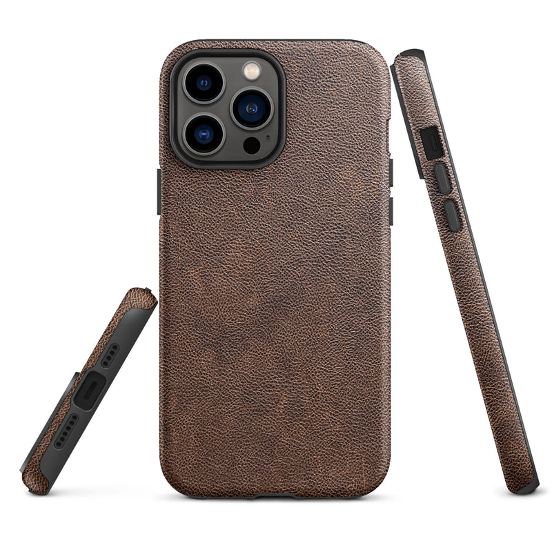 Load image into Gallery viewer, Brown Leather iPhone Case Hardshell 3D Wrap Thermal CREATIVETECH