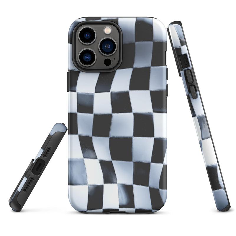 Load image into Gallery viewer, Wavy Chess Wall iPhone Case Hardshell 3D Wrap Thermal CREATIVETECH
