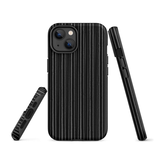 Black Ribbed Carbon Fiber iPhone Case Double Layer Impact Resistant Tough 3D Wrap Matte or Glossy Finish CREATIVETECH