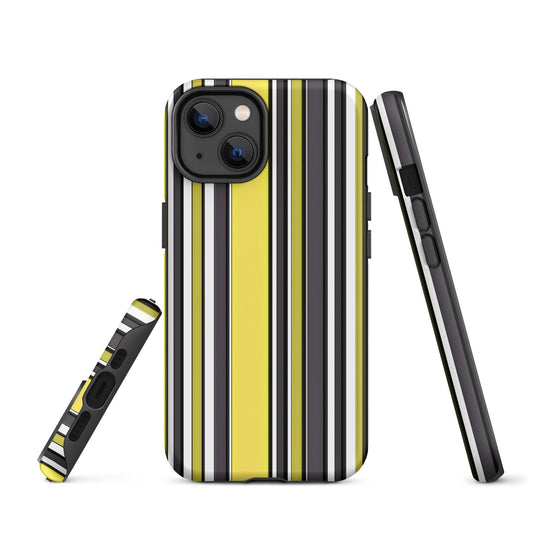 Yellow Black White Ribbed Colorful iPhone Case Double Layer Impact Resistant Tough 3D Wrap Matte or Glossy Finish CREATIVETECH