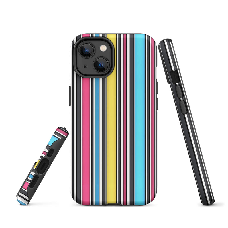 Load image into Gallery viewer, CMYK Ribbed Colorful Hardshell iPhone Case Double Layer Impact Resistant Tough 3D Wrap Matte or Glossy Finish CREATIVETECH