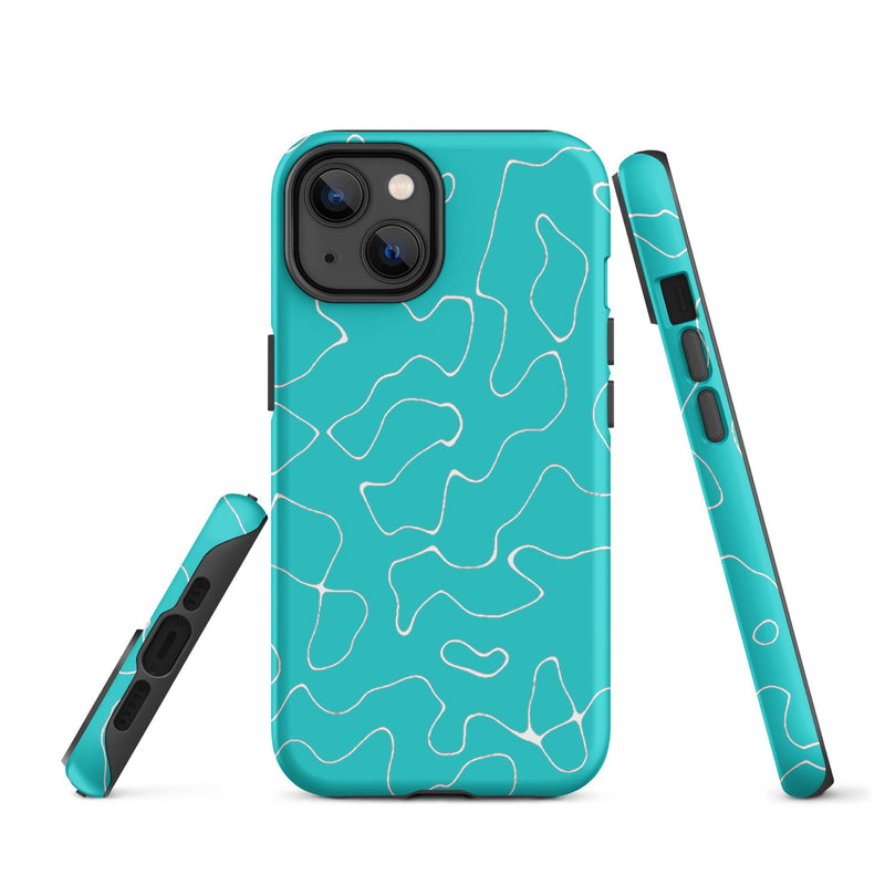 Load image into Gallery viewer, Abstract Organic Marine Blue Green Colorful Hardshell iPhone Case Double Layer Impact Resistant Tough 3D Wrap Matte or Glossy Finish CREATIVETECH