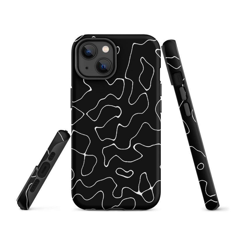 Load image into Gallery viewer, Organic Black White Colorful Hardshell iPhone Case Double Layer Impact Resistant Tough 3D Wrap Matte or Glossy Finish CREATIVETECH