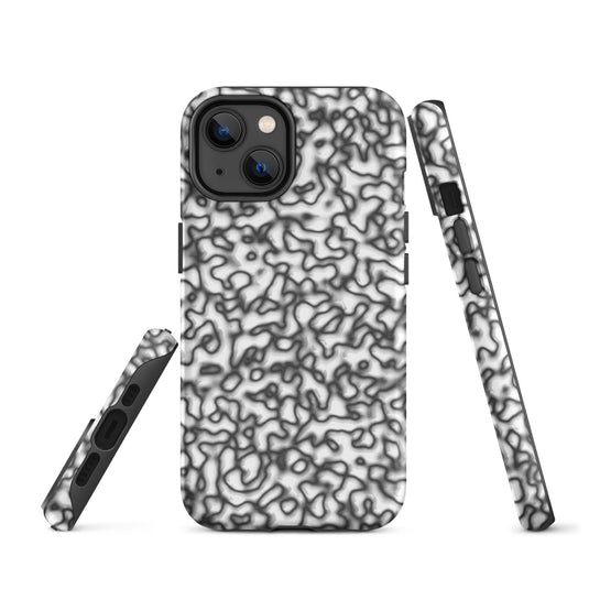 Black White Organic Pattern Colorful Hardshell iPhone Case Double Layer Impact Resistant Tough 3D Wrap Matte or Glossy Finish CREATIVETECH