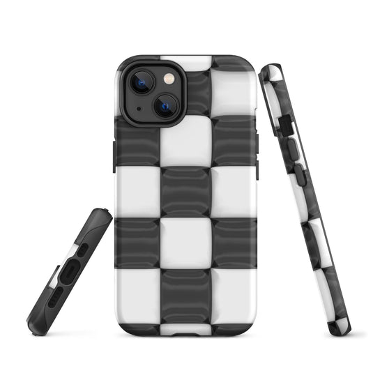 Classic Black White Chess Board Colorful Hardshell iPhone Case Double Layer Impact Resistant Tough 3D Wrap CREATIVETECH